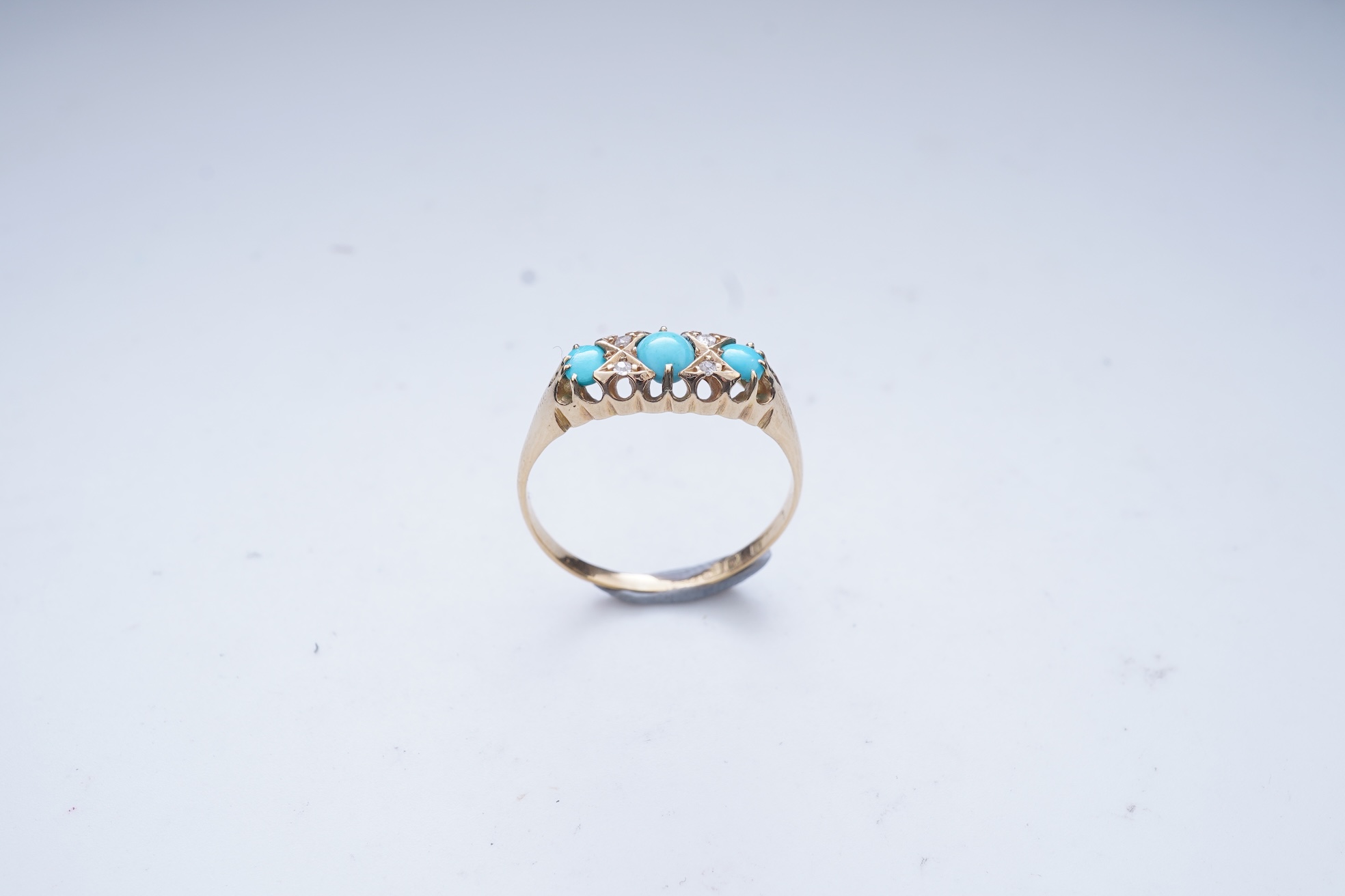 A turquoise and diamond ring, late 19th/early 20th century